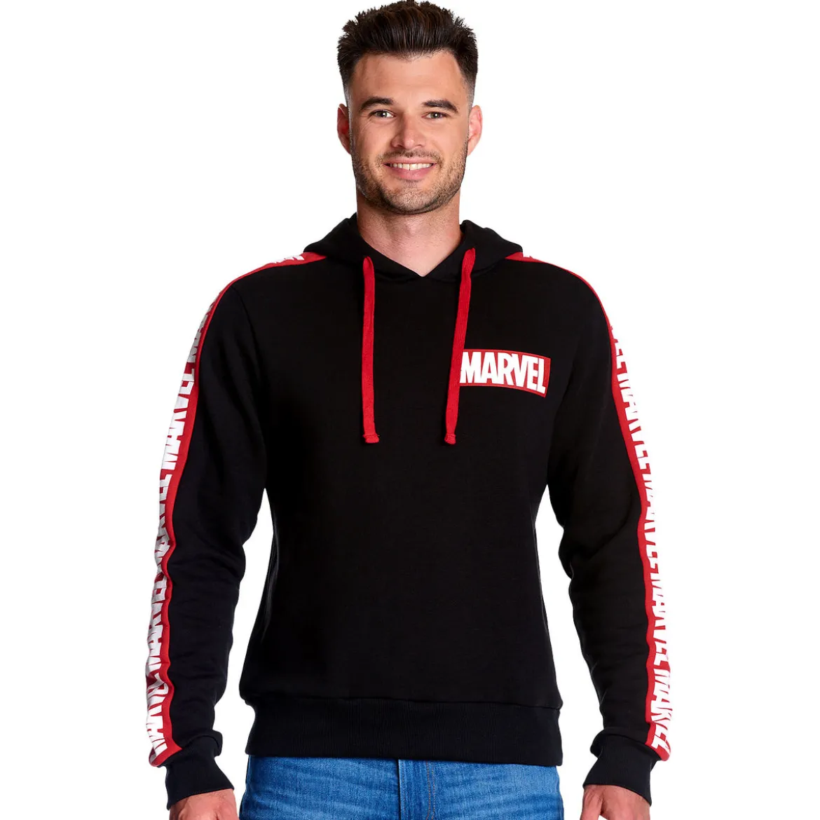 Marvel - Logo Hoodie mit Ärmelprint schwarz