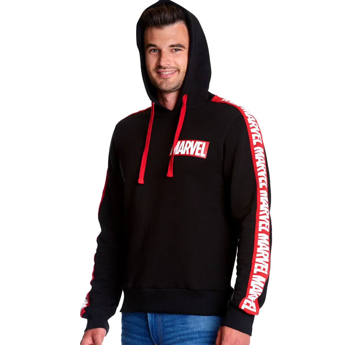 Marvel - Logo Hoodie mit Ärmelprint schwarz