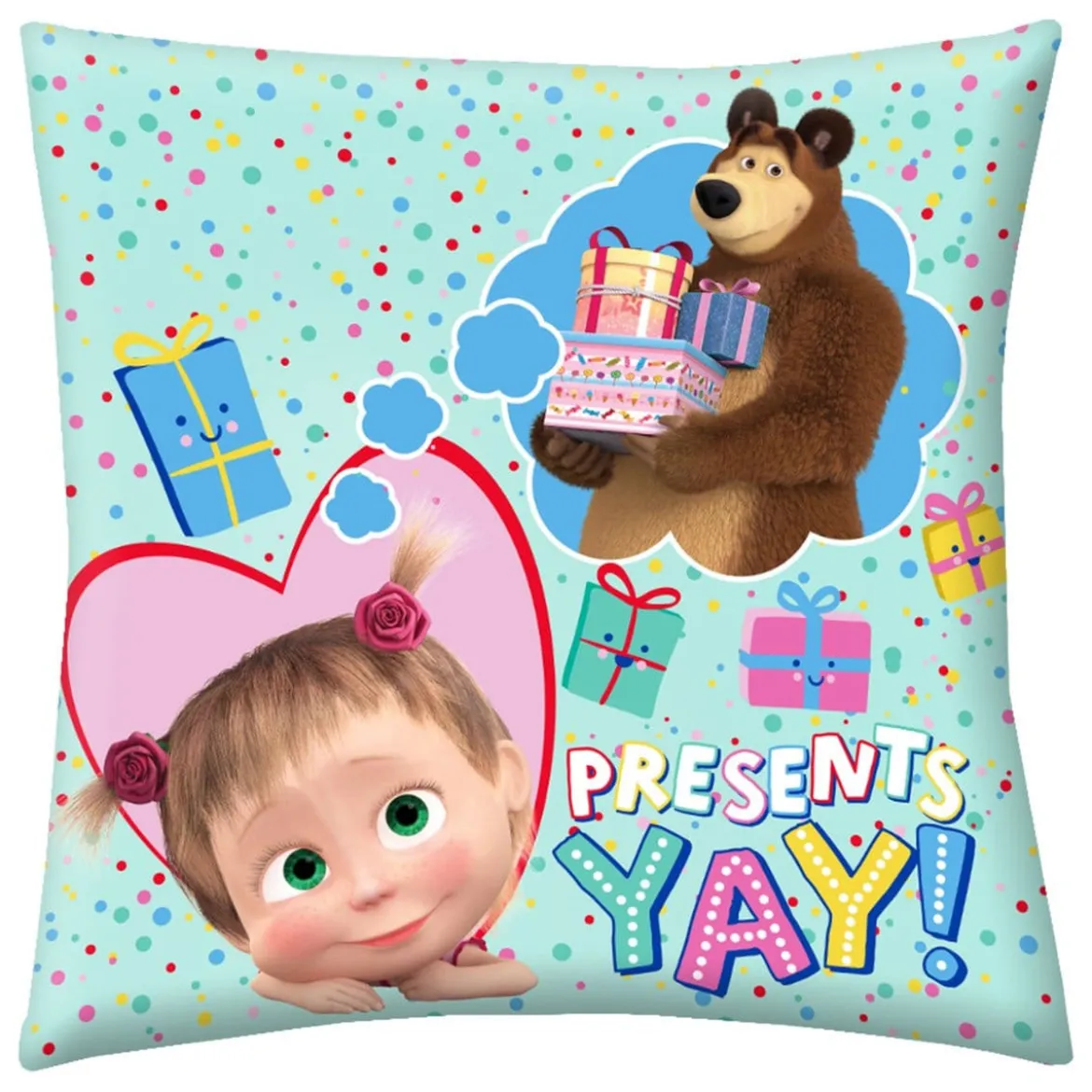 Masha and the Bear Dekokissen Presents Yay! 40 x 40 cm