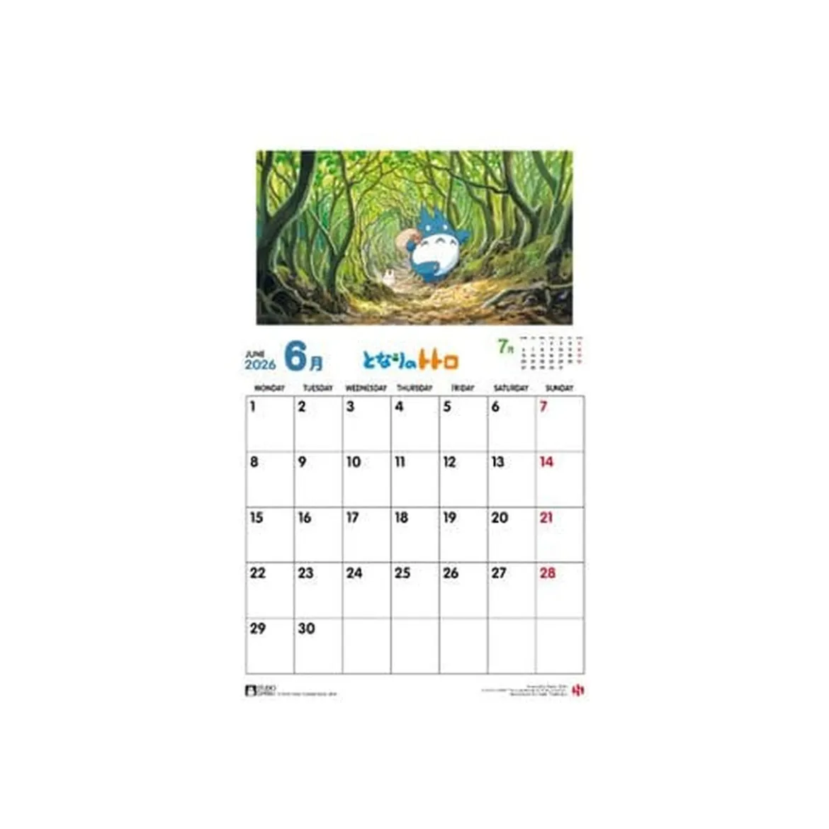 Mein Nachbar Totoro Kalender 2026 *Englische Version*