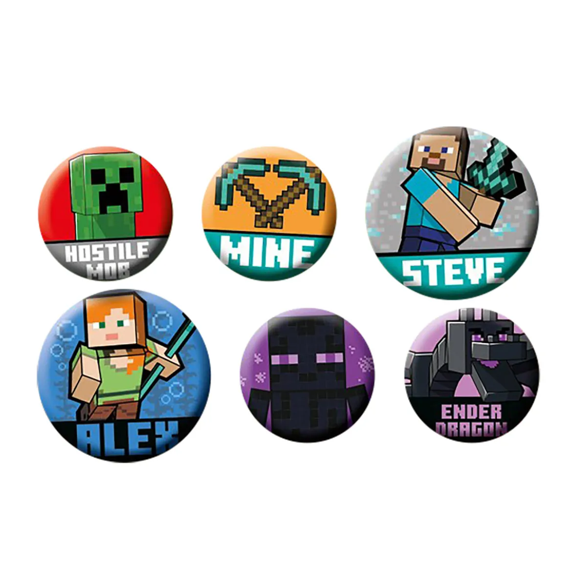 Minecraft - Character Button 6er Set