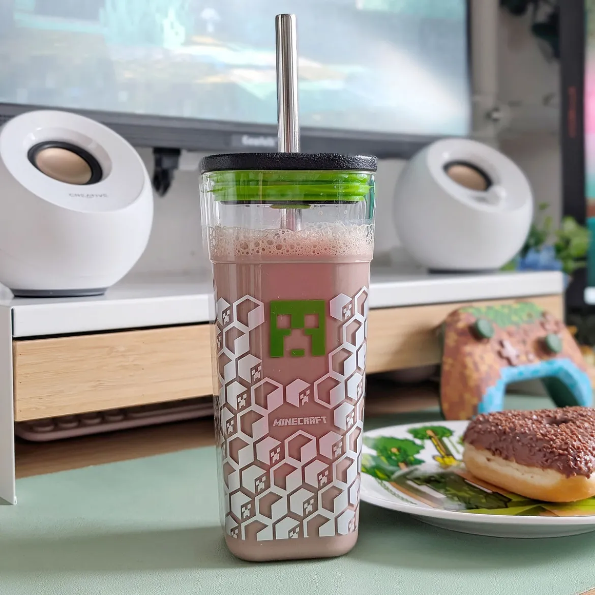 Minecraft - Creeper Becher mit Strohhalm