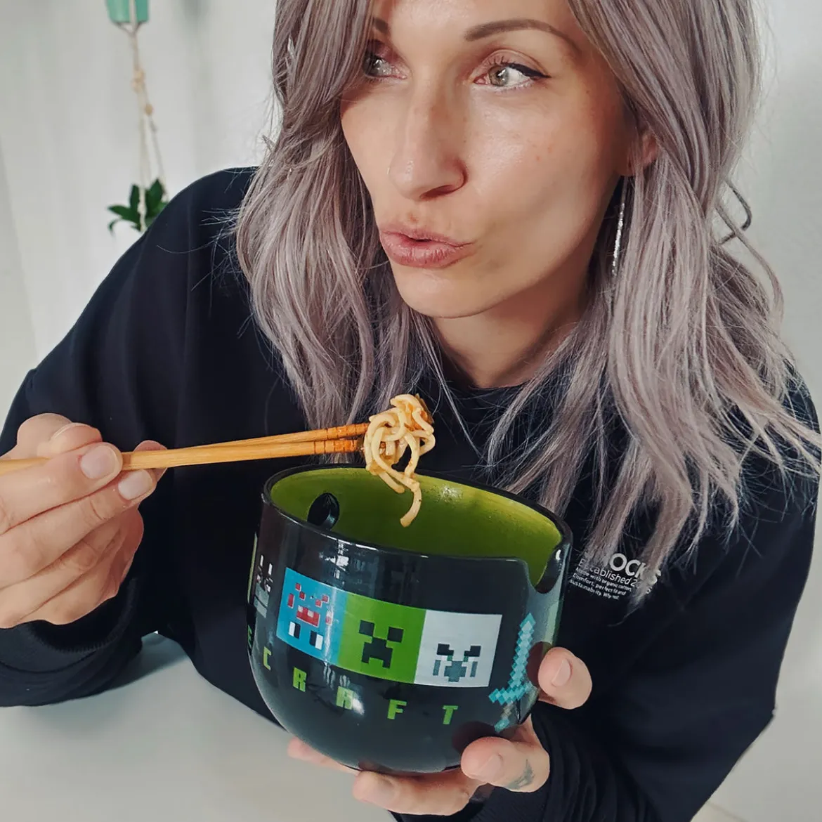 Minecraft - Creeper Ramen Schale mit Ess-Stäbchen