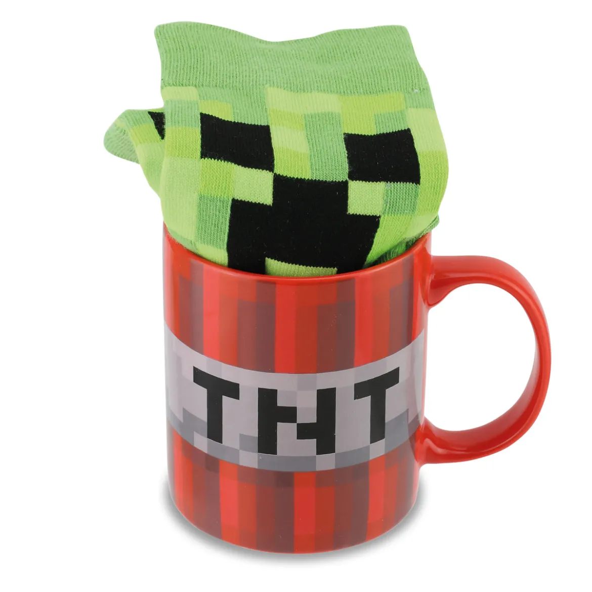 Minecraft - Creeper Socken und TNT Tasse Set