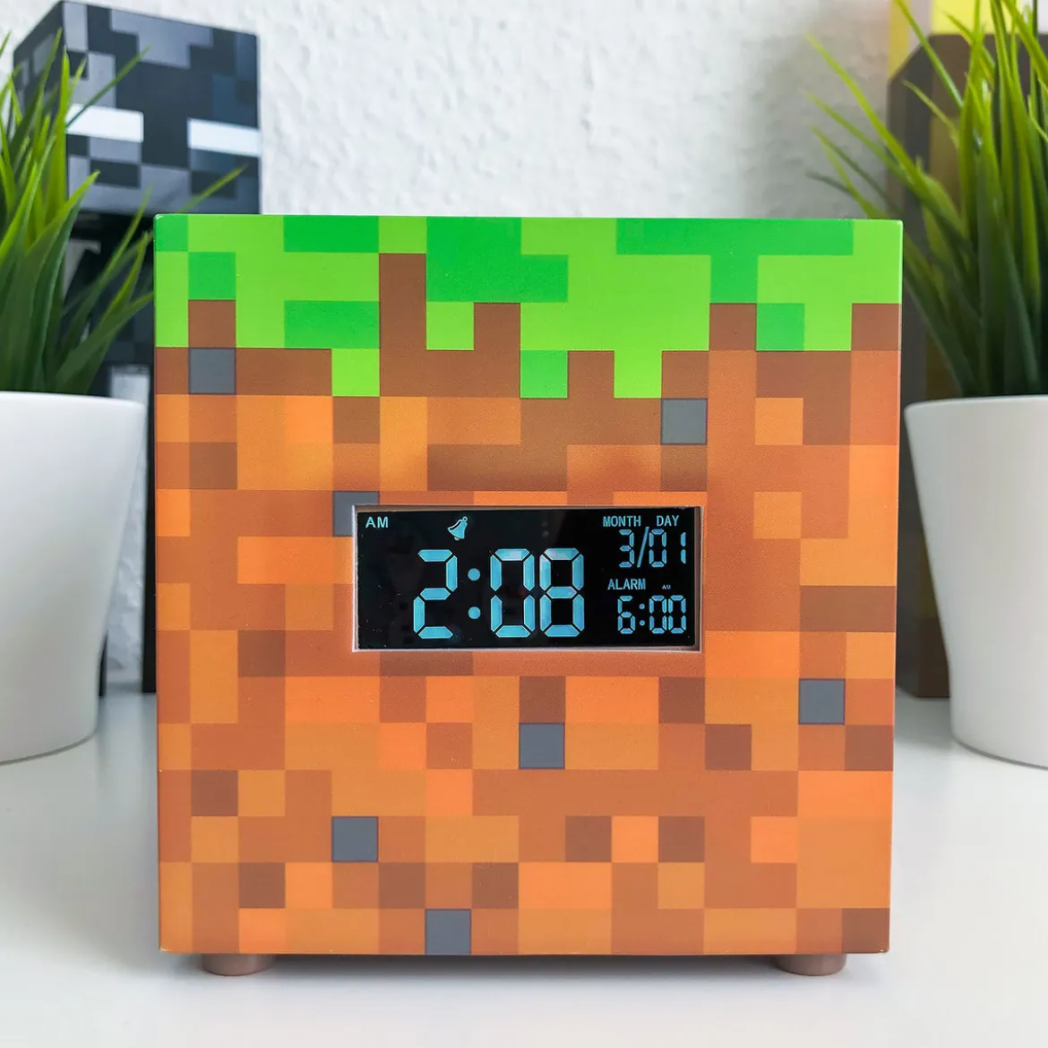 Minecraft - Grasblock Wecker mit Licht