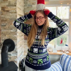 Minecraft - Pattern Strickpullover blau
