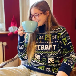 Minecraft - Pattern Strickpullover blau