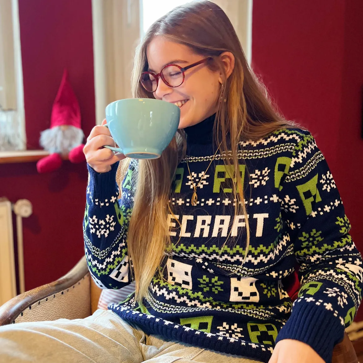 Minecraft - Pattern Strickpullover blau