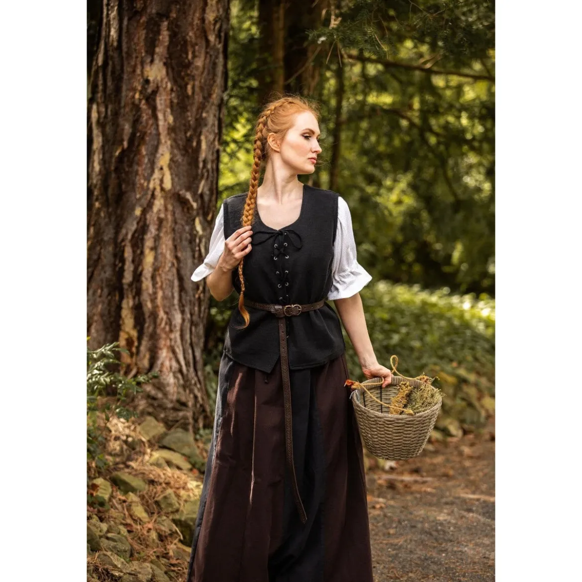 Mittelalter Baumwollweste Franziska schwarz
