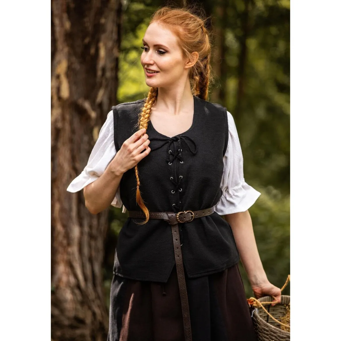 Mittelalter Baumwollweste Franziska schwarz