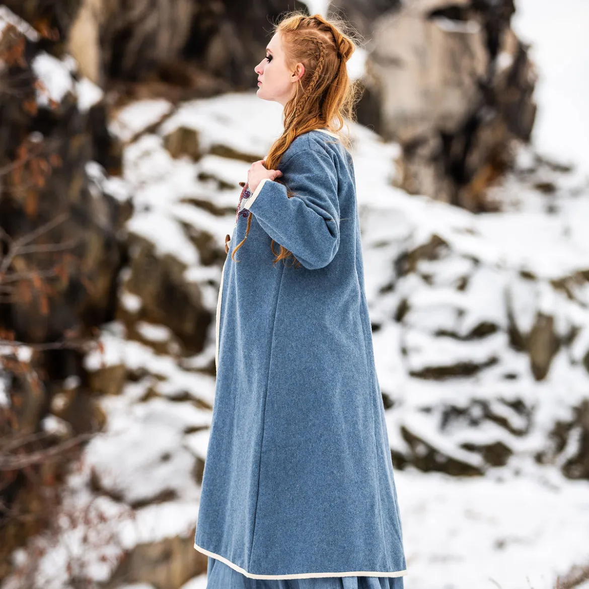 Mittelalter Birka-Mantel blau