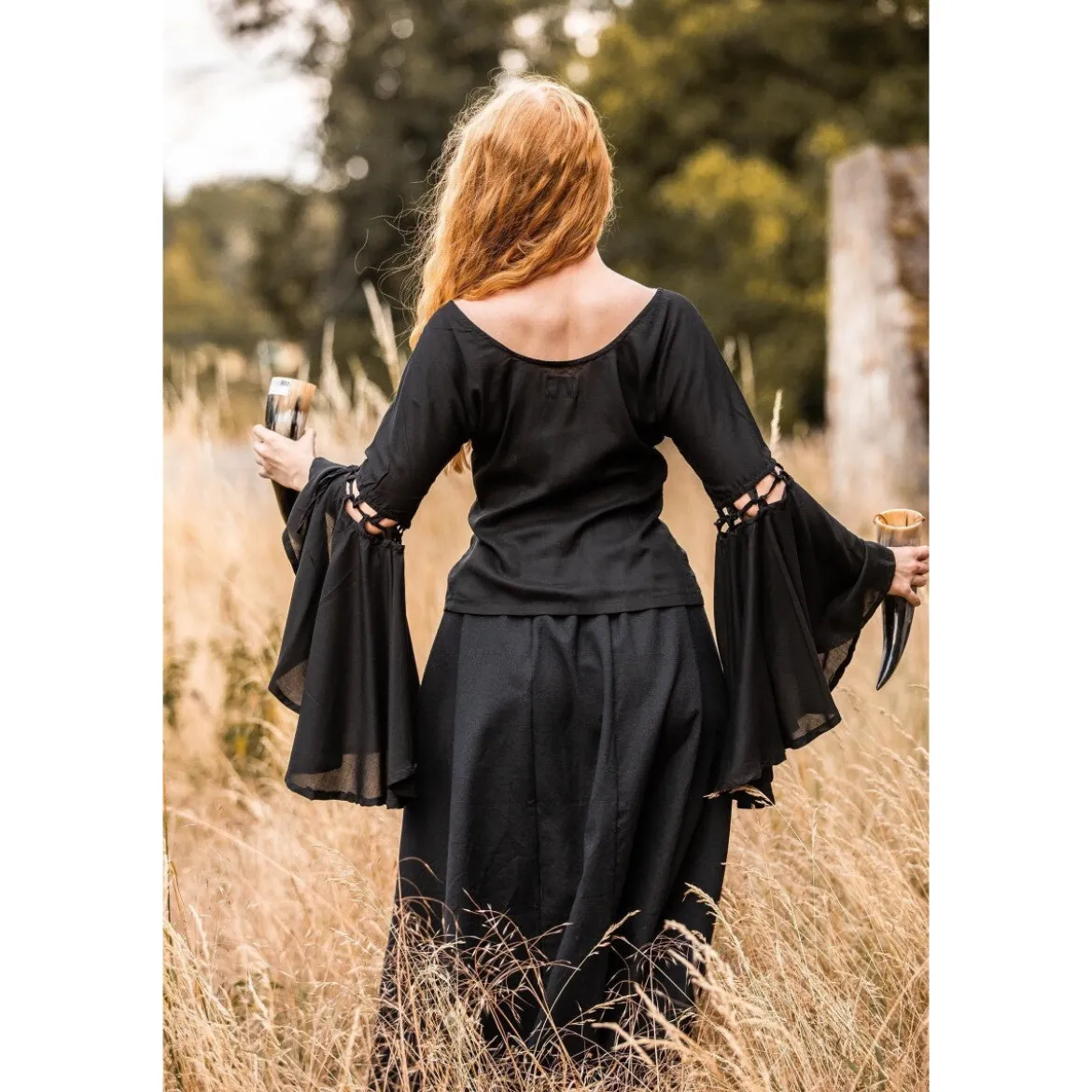 Mittelalter Bluse Carmen schwarz