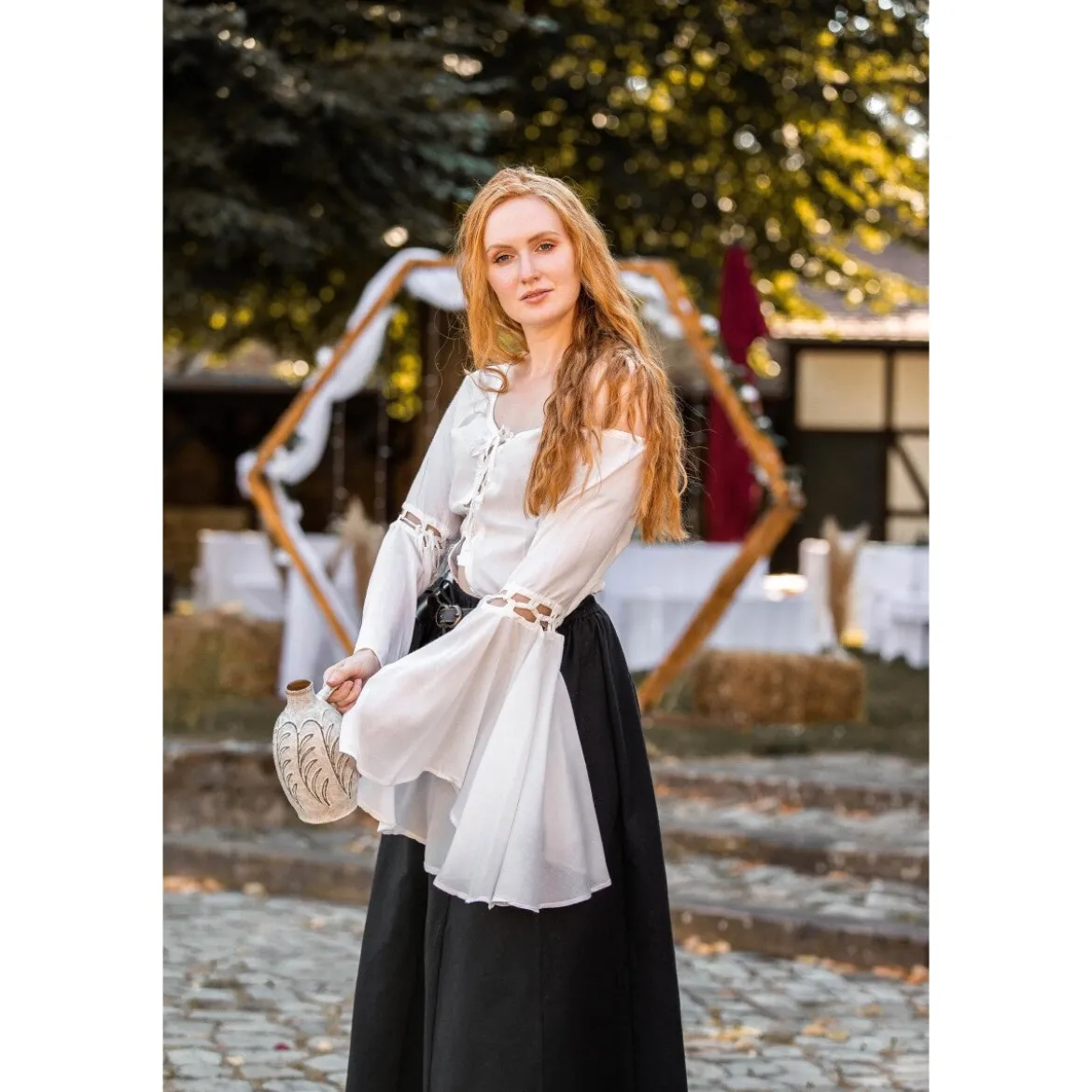 Mittelalter Bluse Carmen weiß