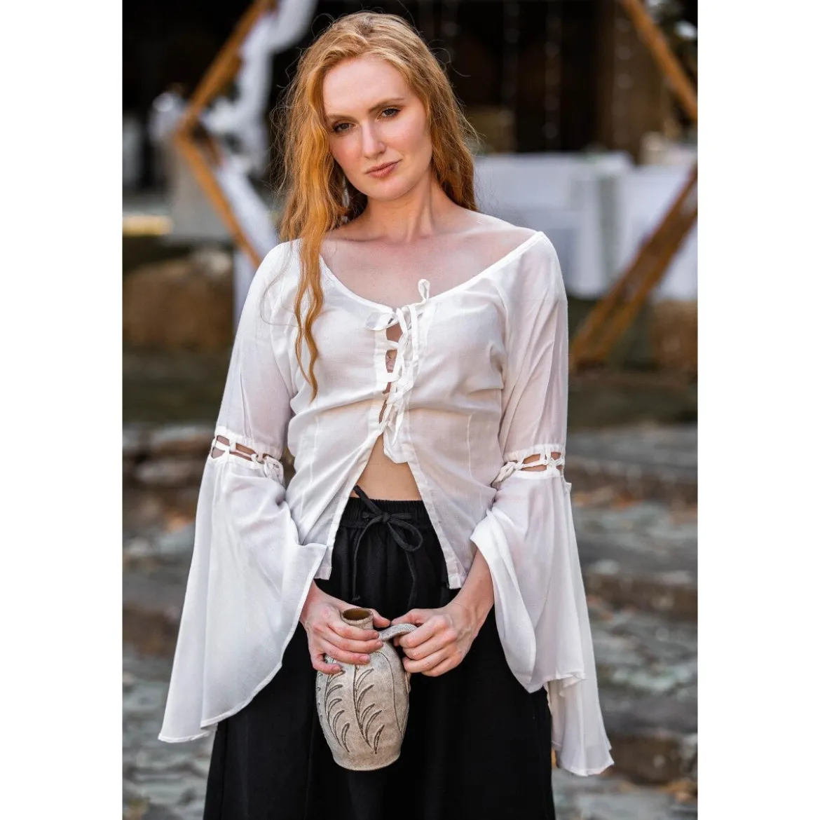 Mittelalter Bluse Carmen weiß