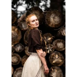 Mittelalter Bluse Kurzarm Vera dunkelbraun