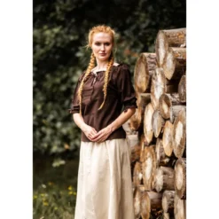 Mittelalter Bluse Kurzarm Vera dunkelbraun