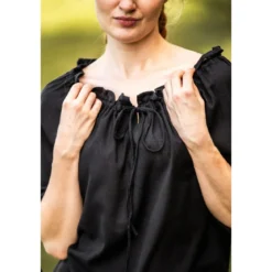 Mittelalter Bluse Kurzarm Vera schwarz