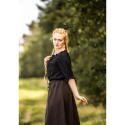 Mittelalter Bluse Kurzarm Vera schwarz