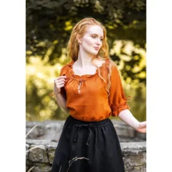 Mittelalter Bluse Kurzarm Vera braun