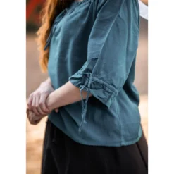 Mittelalter Bluse Kurzarm Vera blau