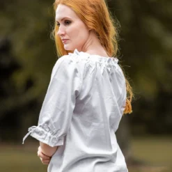 Mittelalter Bluse Kurzarm Vera weiß