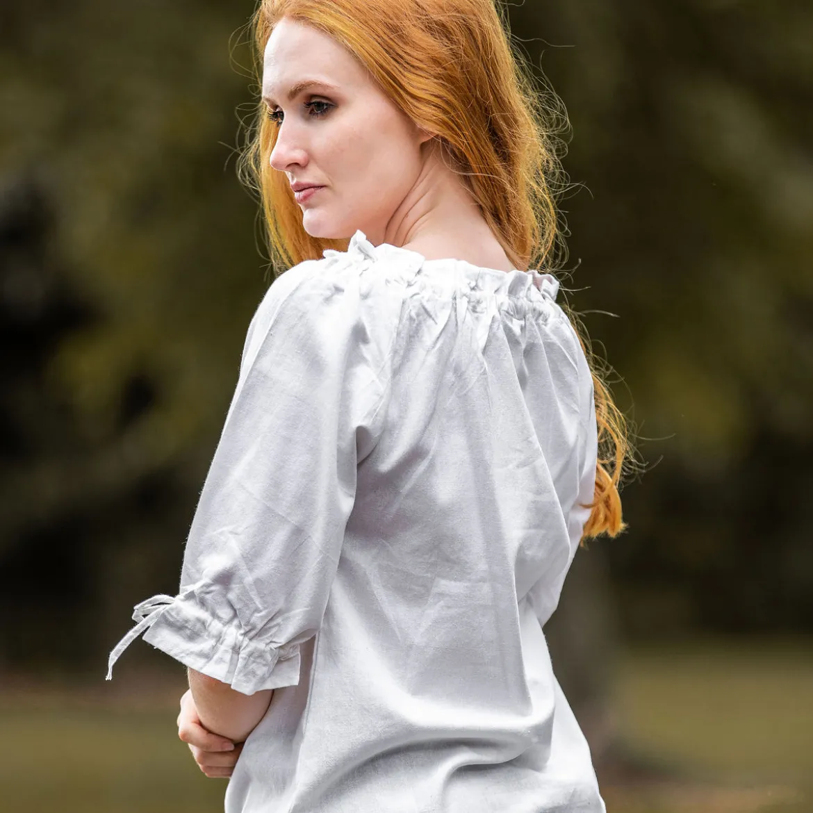 Mittelalter Bluse Kurzarm Vera weiß