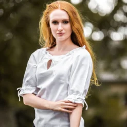 Mittelalter Bluse Kurzarm Vera weiß