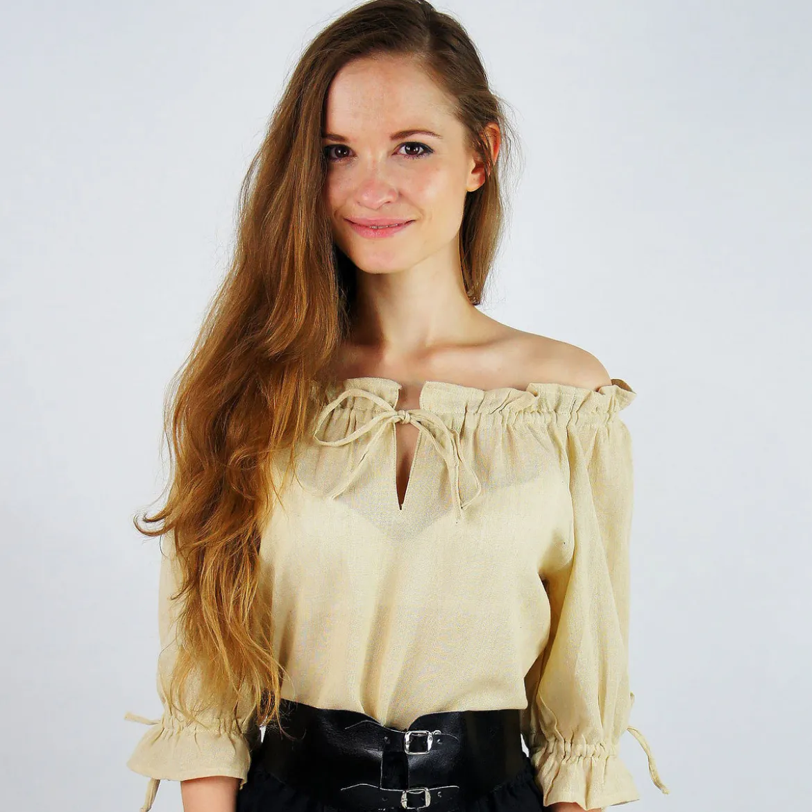 Mittelalter Bluse Kurzarm Vera hanf