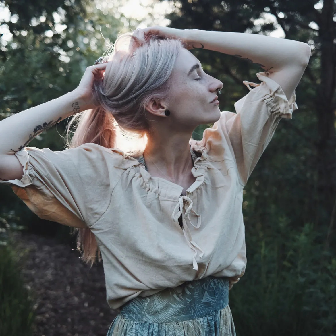 Mittelalter Bluse Kurzarm Vera hanf