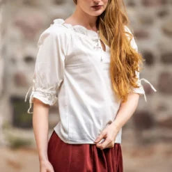 Mittelalter Bluse Kurzarm Vera Beige