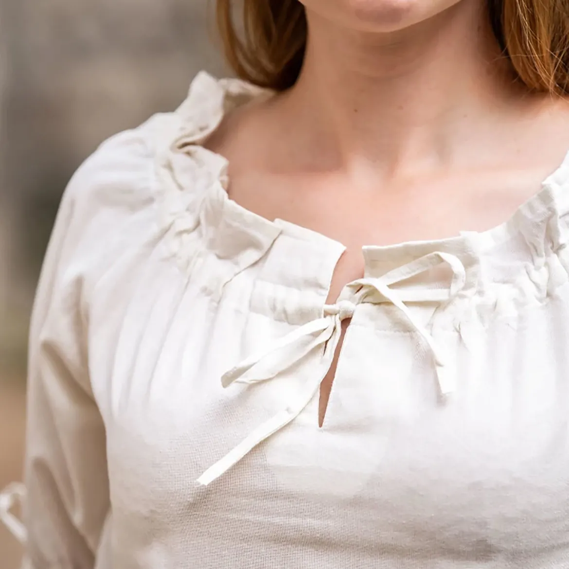 Mittelalter Bluse Kurzarm Vera Beige