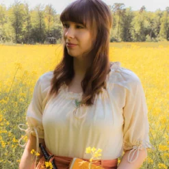 Mittelalter Bluse Kurzarm Vera Beige