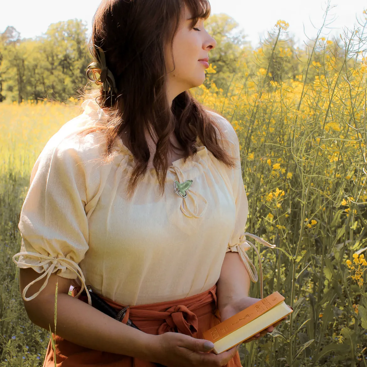 Mittelalter Bluse Kurzarm Vera Beige
