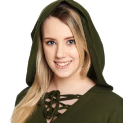 Mittelalter Bluse Lea mit Kapuze grün