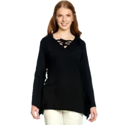 Mittelalter Bluse Lea mit Kapuze schwarz