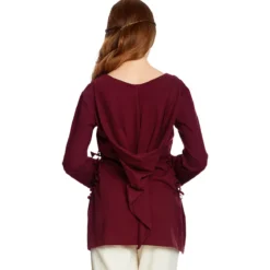 Mittelalter Bluse Lea mit Kapuze rot