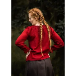 Mittelalter Bluse mit Spitze Bettina rot