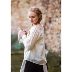 Mittelalter Bluse mit Spitze Bettina beige