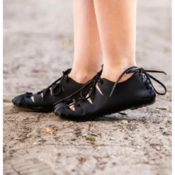 Mittelalter Bundschuhe aus Nubukleder schwarz