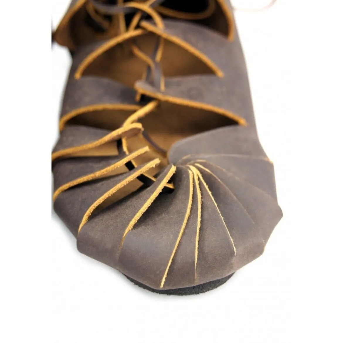 Mittelalter Bundschuhe aus Nubukleder braun