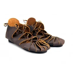 Mittelalter Bundschuhe aus Nubukleder braun