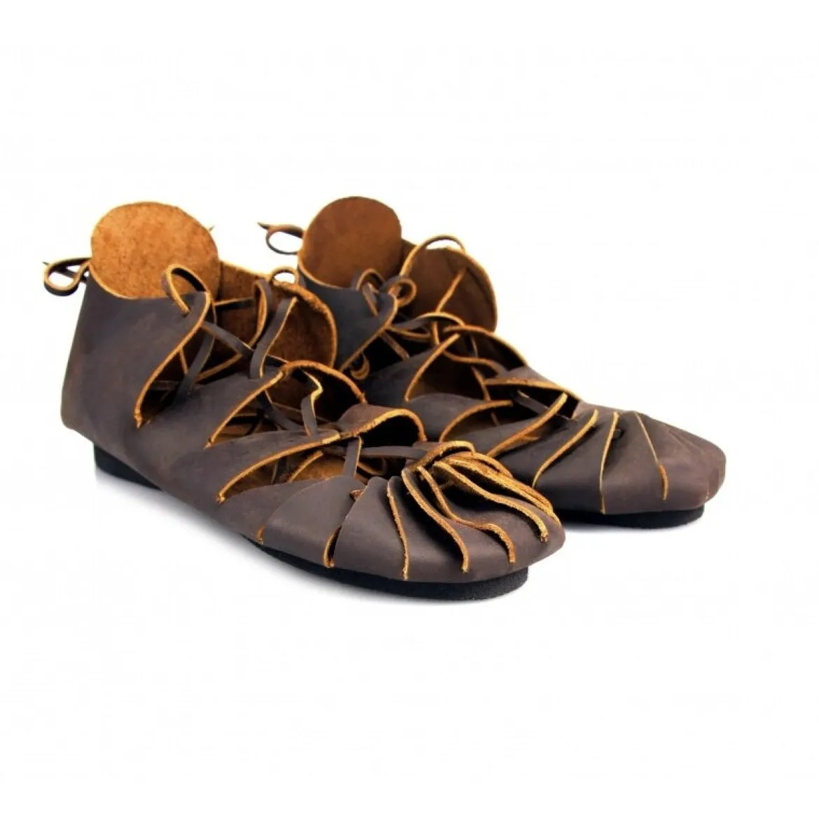 Mittelalter Bundschuhe aus Nubukleder braun