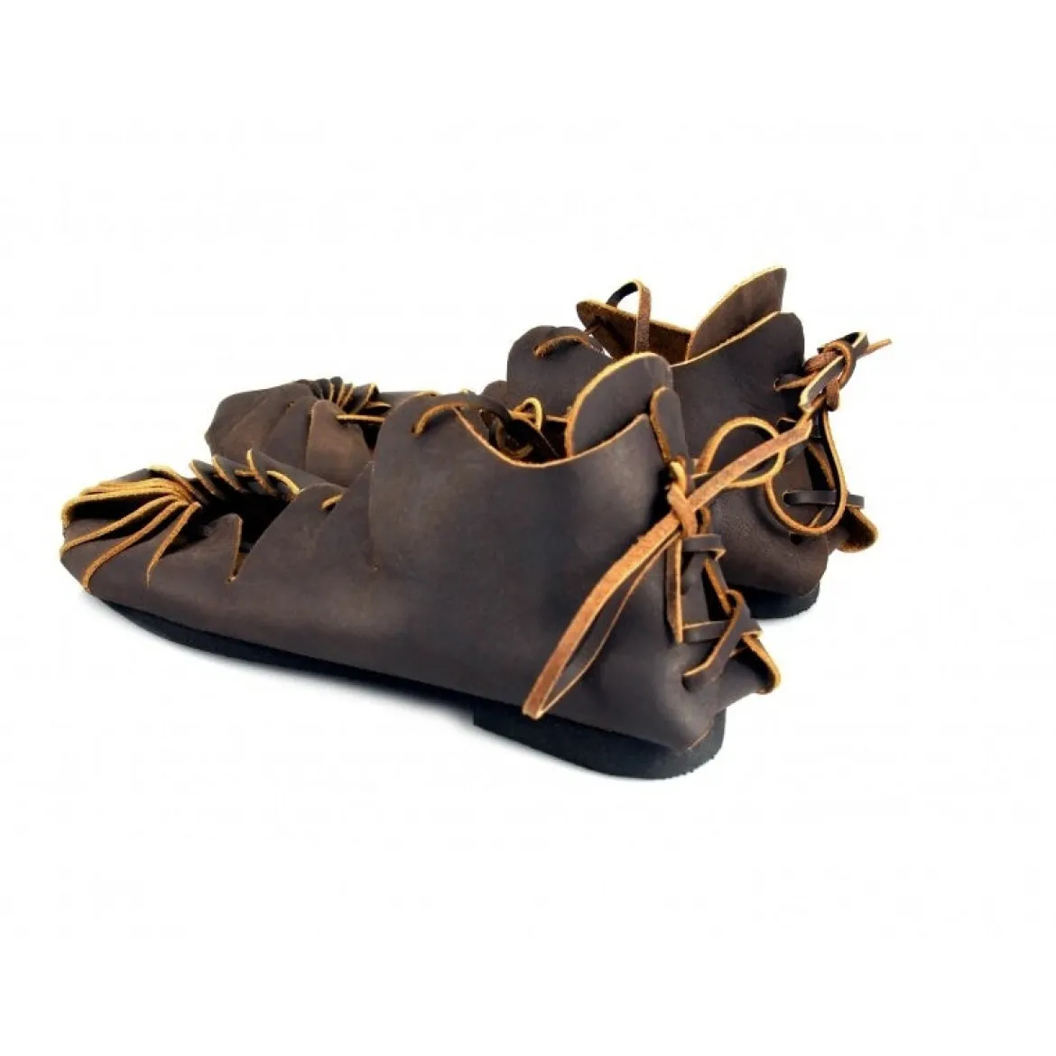Mittelalter Bundschuhe aus Nubukleder braun
