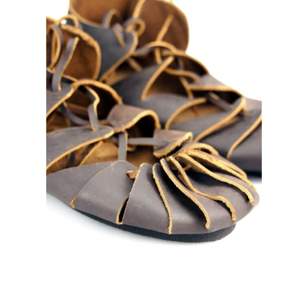 Mittelalter Bundschuhe aus Nubukleder braun