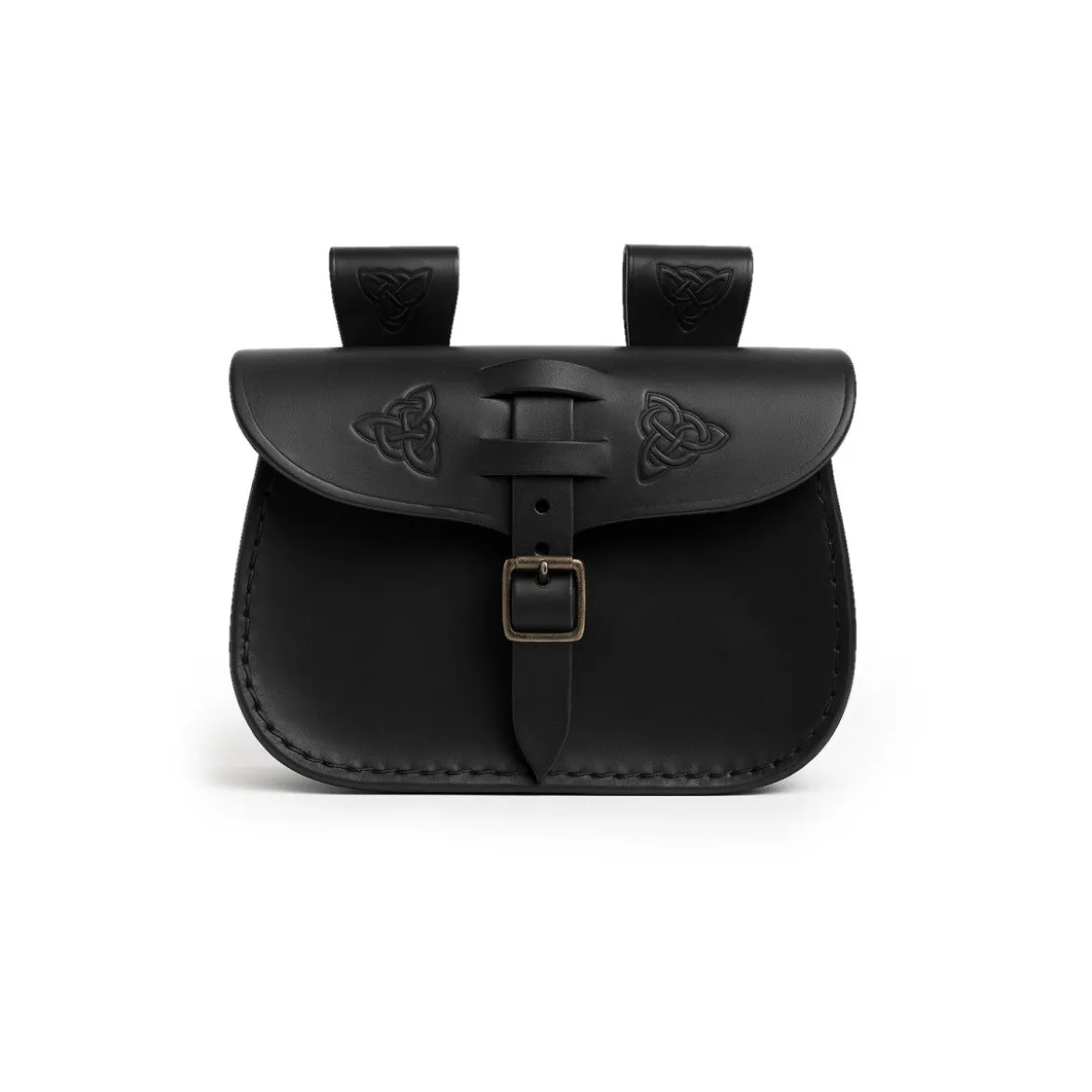 Mittelalter Gürteltasche Alba mit Prägung schwarz
