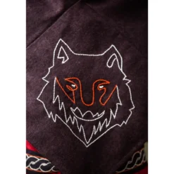 Mittelalter Gugel Tyr mit Wolfsstickerei braun