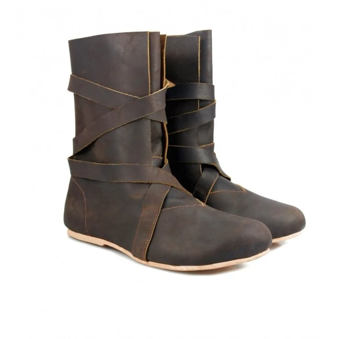 Mittelalter Haithabu Stiefel mit Ledersohle Sjur braun