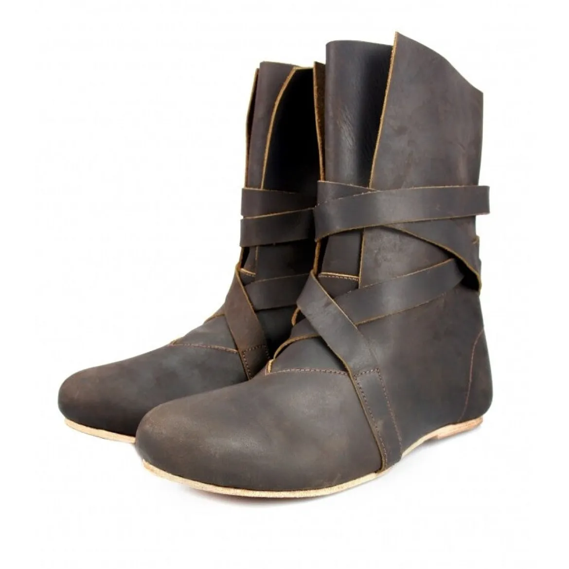 Mittelalter Haithabu Stiefel mit Ledersohle Sjur braun