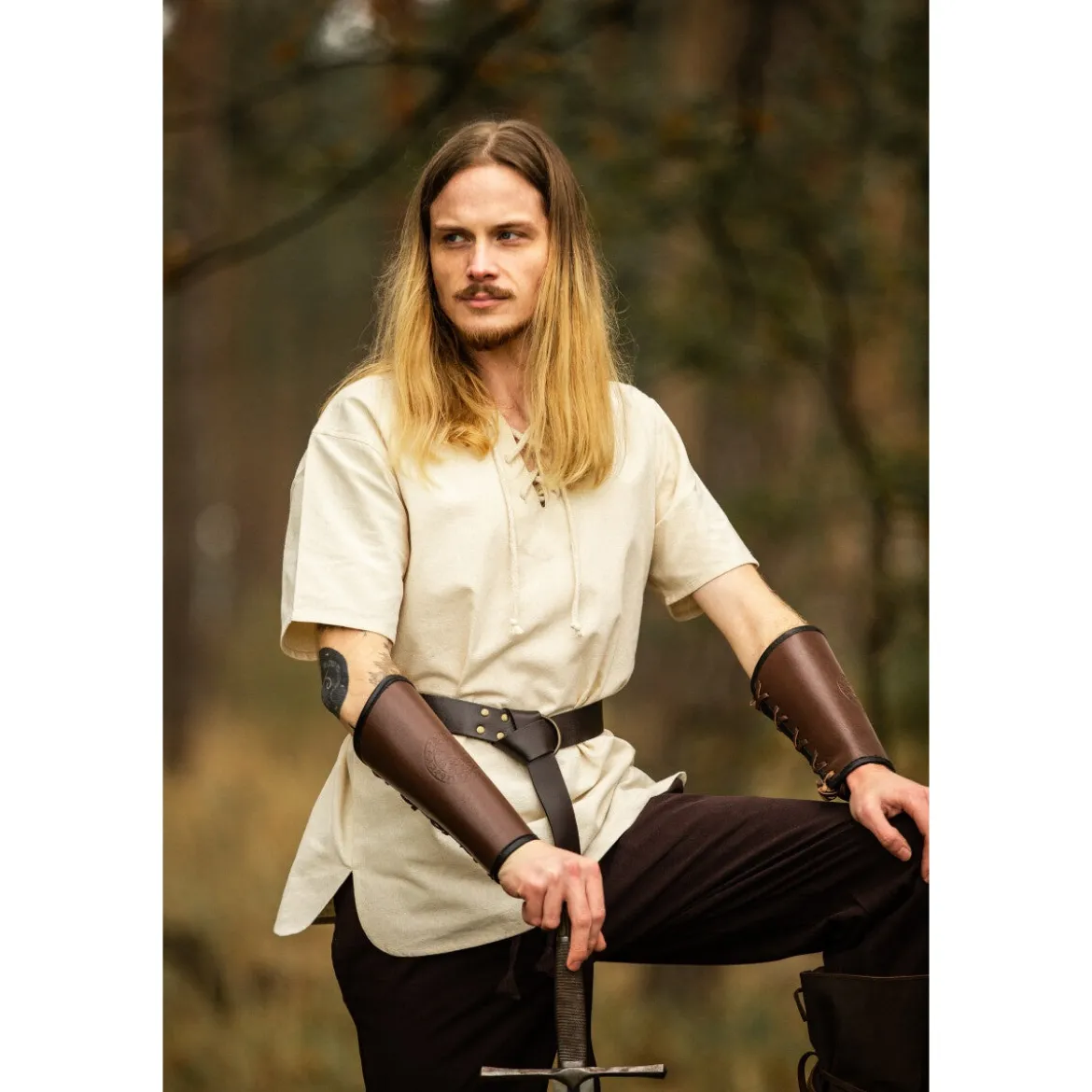 Mittelalter Hemd Erhart Kurzarm beige
