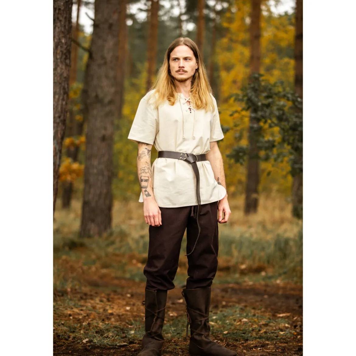 Mittelalter Hemd Erhart Kurzarm beige